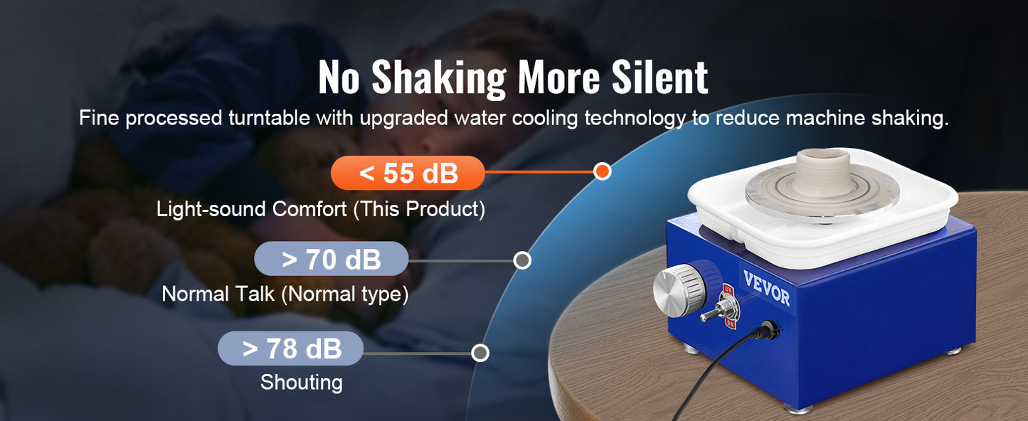 Mini Tour de Poterie Électrique 2,6"/3,9" – 2 Plateaux Tournants – Vitesse Réglable 0-300 tr/min – Bassin Détachable