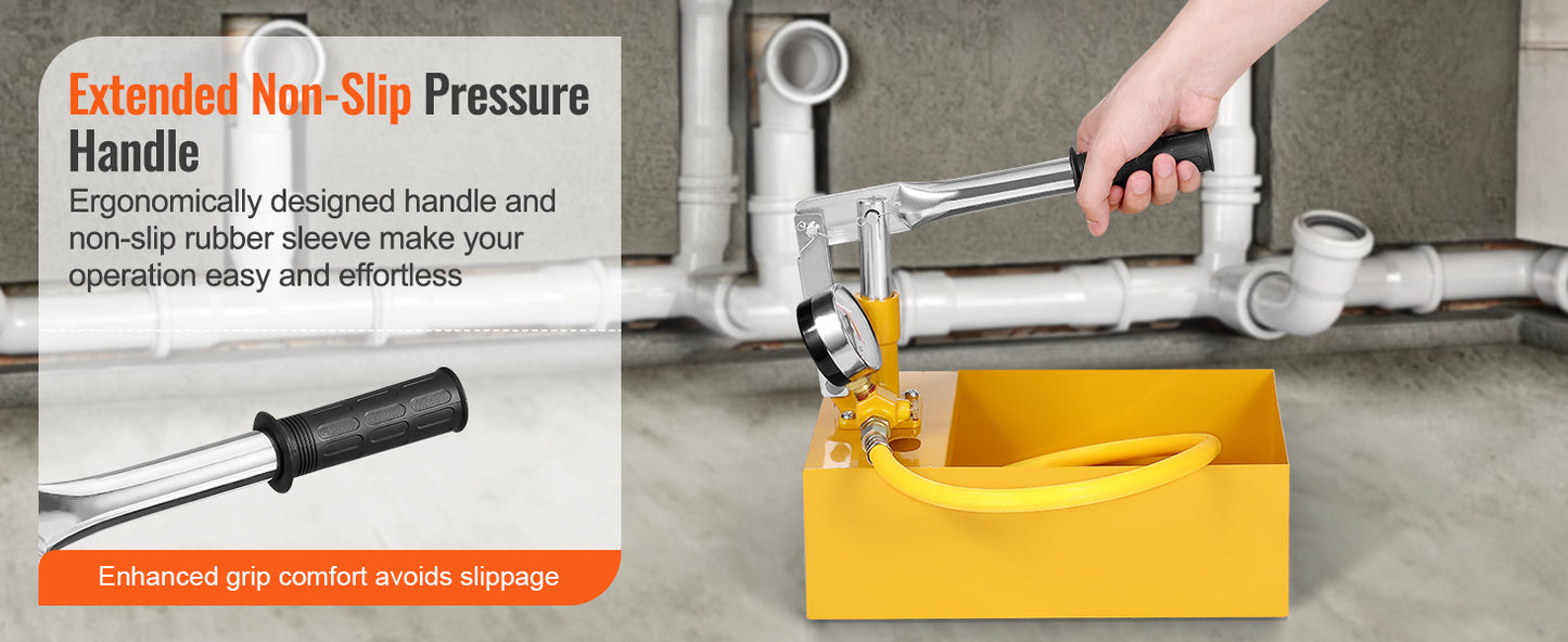 Pompe de Test Hydrostatique 25 Bar – Testeur de Pression d’Eau Manuel 5L – Tuyau 1 m 1/2’’ – Outil Canalisation