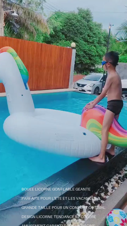 Bouée Géante Flamant Rose Gonflable XXL – Matelas Flottant avec Dossier Piscine et Plage
