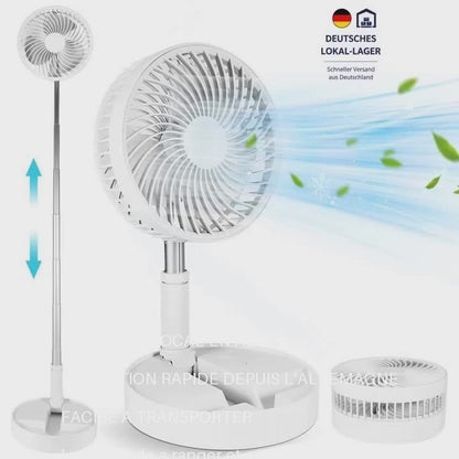 Ventilateur Portable Pliable Rechargeable USB-C 8000 mAh – Ventilateur de Table Oscillant Silencieux avec Hauteur Réglable – Bureau, Chambre, Camping et Voyage