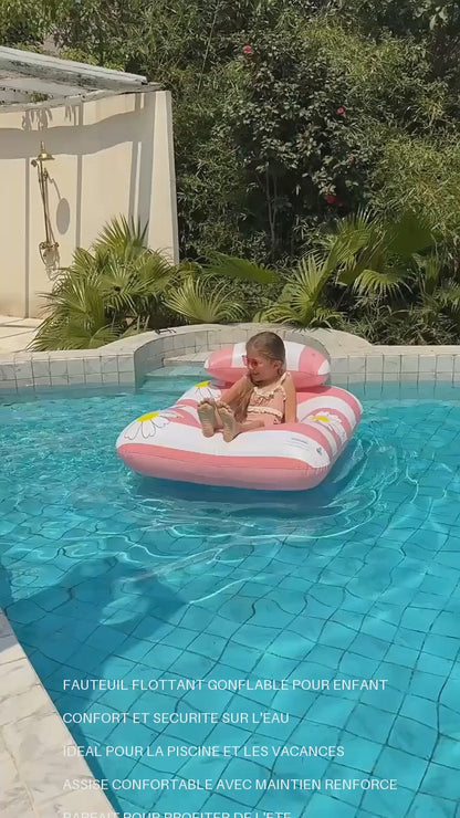 Matelas Gonflable Piscine Enfant – Lit Flottant avec Dossier & Accoudoirs – Plage Vacances Été