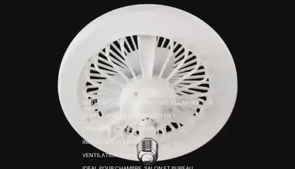Ventilateur de Plafond LED E27 avec Télécommande – 3 Vitesses Silencieux – Éclairage & Ventilation Chambre, Cuisine & Bureau