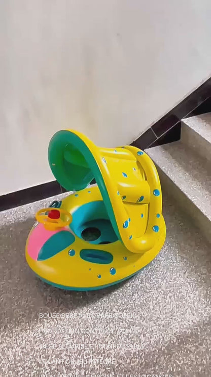 Bouée Siège Bébé Gonflable avec Pare-Soleil Anti-UV – Flotteur Piscine Enfant Sécurisé