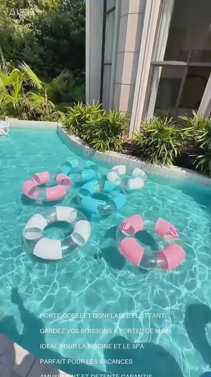 Bouée Gonflable Adulte Transparente Rose – Anneau Natation 60-80 kg avec Poignées – Piscine, Plage & Été