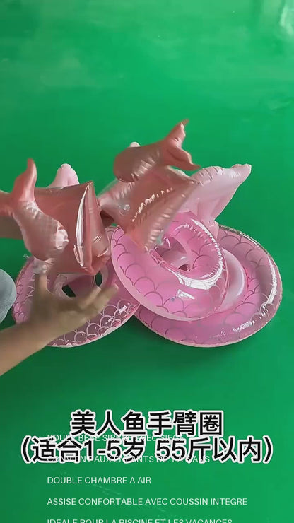 Bouée Gonflable Sirène Enfant avec Siège Intégré – Flotteur Piscine Queue de Sirène Rose