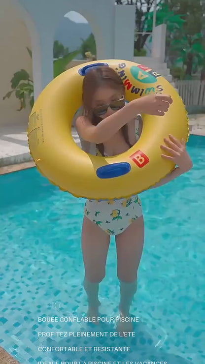 Flotador Inflable para Adultos Amarillo 60-80 kg – Aro de Natación con Asas de Seguridad – Piscina, Playa y Verano