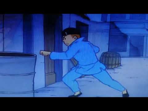 Tintin – Le Lotus Bleu, extrait de l’adaptation animée de 1991 en français, aperçu du Mini DVD.