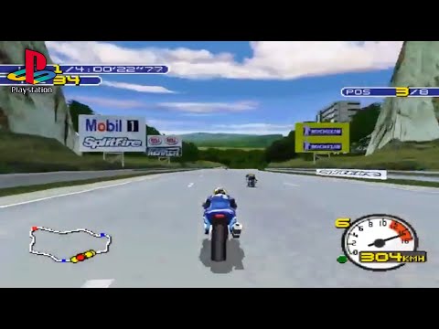 Extrait du jeu Moto Racer 2 PS1 ; enregistrement exact du disque de démo non trouvé.