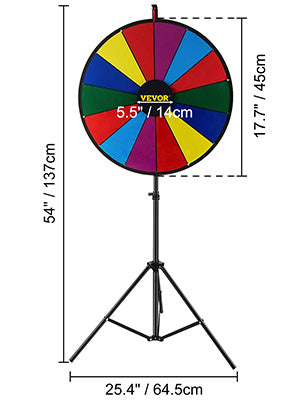 Roue de la Fortune 18 Pouces avec Trépied Pliable – 14 Emplacements Effaçables – Jeu de Support Rotatif pour Animations, Événements et Tirages au Sort