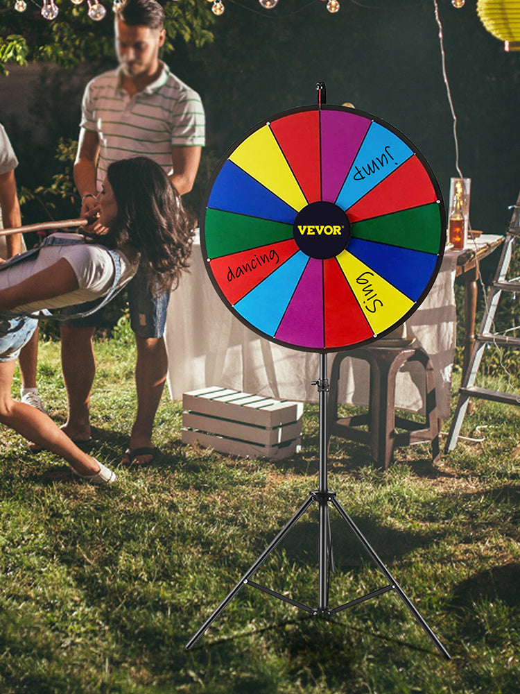 Roue de la Fortune 18 Pouces avec Trépied Pliable – 14 Emplacements Effaçables – Jeu de Support Rotatif pour Animations, Événements et Tirages au Sort