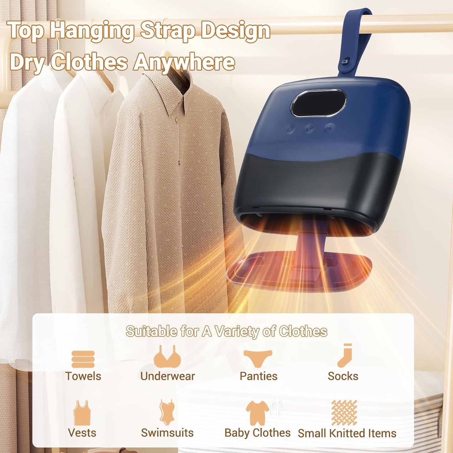 Sèche-Linge Électrique Portable 600W Pliable – Mini Sèche-Linge de Voyage avec Minuterie