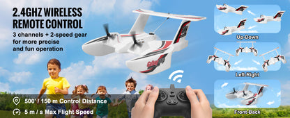 Avion RC 2.4G 3 Canaux en Mousse EPP – Planeur Radiocommandé Air & Eau – Jouet Télécommandé Enfant