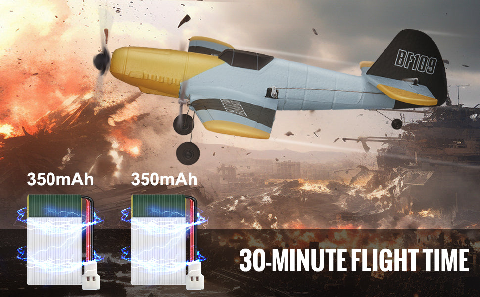 Avion RC 2.4G 3CH BF109 – Planeur Télécommandé EPP avec 2 Batteries