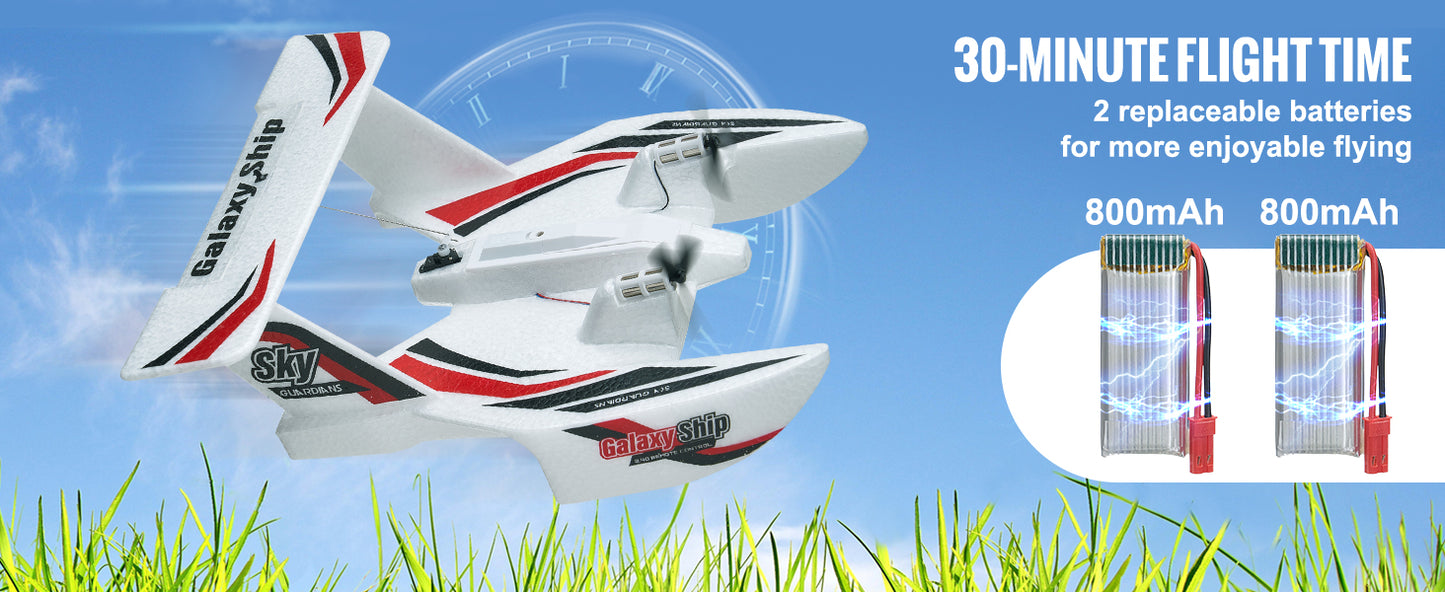 Avion RC 2.4G 3 Canaux en Mousse EPP – Planeur Radiocommandé Air & Eau – Jouet Télécommandé Enfant