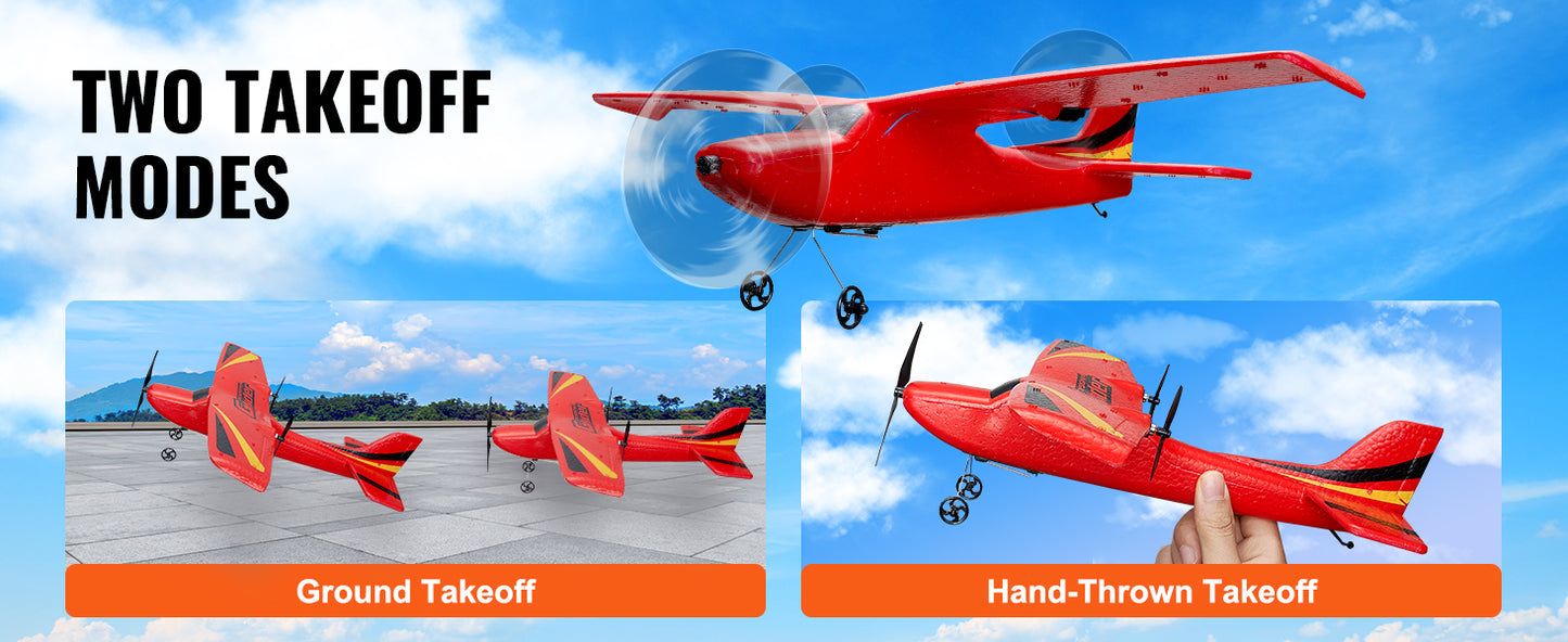 Avion RC 2.4G 2 Canaux – Planeur Warbird à Envergure Fixe – Stabilisation 6 Axes – Jouet Extérieur