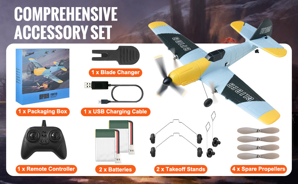 Avion RC 2.4G 3CH BF109 – Planeur Télécommandé EPP avec 2 Batteries