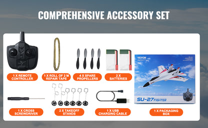 SU27型2.4G遥控飞机 – 泡沫材质航模滑翔机 – 含两块电池 – 户外玩具