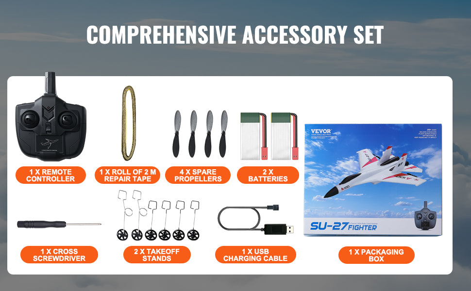 Avion RC SU27 2.4G – Planeur Télécommandé en Mousse avec 2 Batteries
