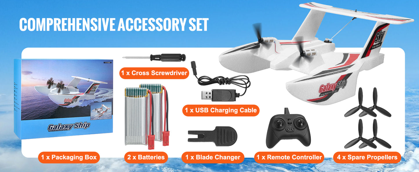 Avion RC 2.4G 3 Canaux en Mousse EPP – Planeur Radiocommandé Air & Eau – Jouet Télécommandé Enfant
