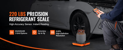 Báscula electrónica HVAC 110/220 LBS – Báscula de carga de refrigerante con mando a distancia por cable, alta precisión, para climatización y refrigeración