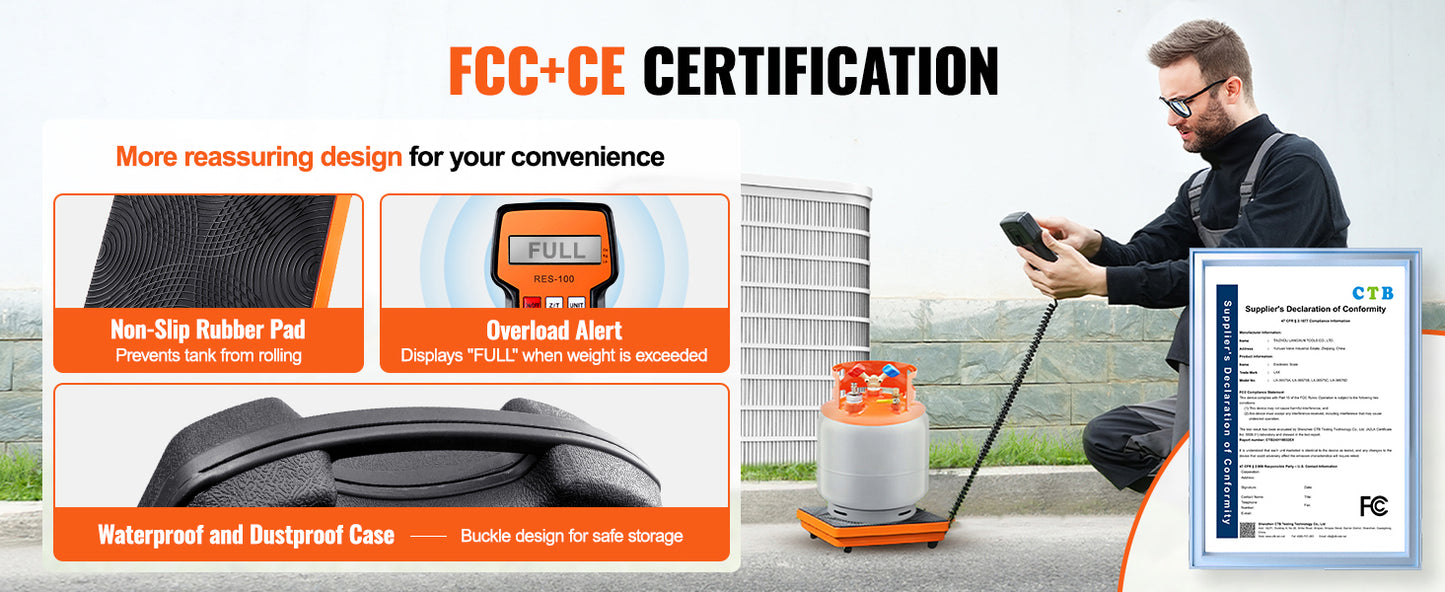 Balance électronique HVAC 110/220 LBS – Balance de charge réfrigérant avec télécommande filaire, haute précision, pour climatisation et froid