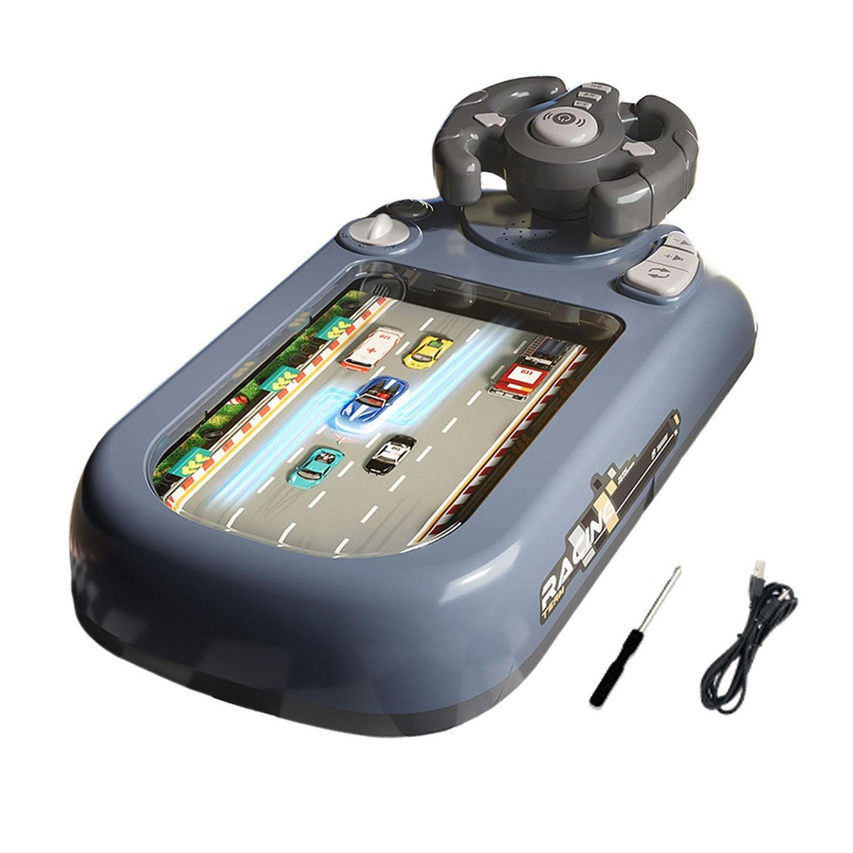 Jeu de Conduite Électronique pour Enfants avec Volant Interactif – Simulateur de Course Automobile – Jeu Éducatif de Réflexes – Cadeau Garçon et Fille