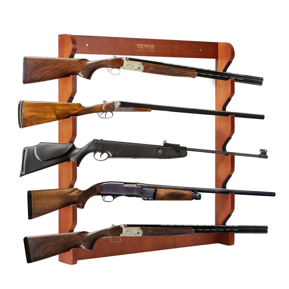 Support Mural pour Fusils en Bois – Présentoir 4/5 Armes – Capacité 132 lb – Rembourrage Souple