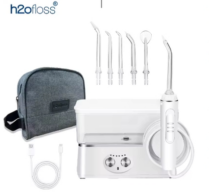 Hydropulseur Dentaire Portable 570ml – Irrigateur Buccal USB Rechargeable – 6 Modes & 5 Embouts – Nettoyage Interdentaire Haute Pression