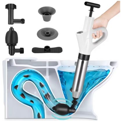 Déboucheur Manuel Haute Pression pour Toilettes et Canalisations – Pompe Débouchage Puissante avec Indicateur de Pression – Outil Débouchage Évier, WC, Salle de Bain
