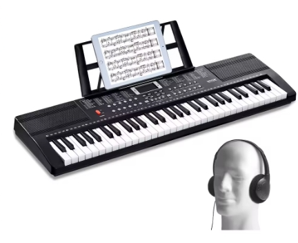 Clavier Piano Numérique 61 Touches – Piano Électronique Portable avec Support, Casque, Microphone, 200 Rythmes, Haut-parleurs Intégrés