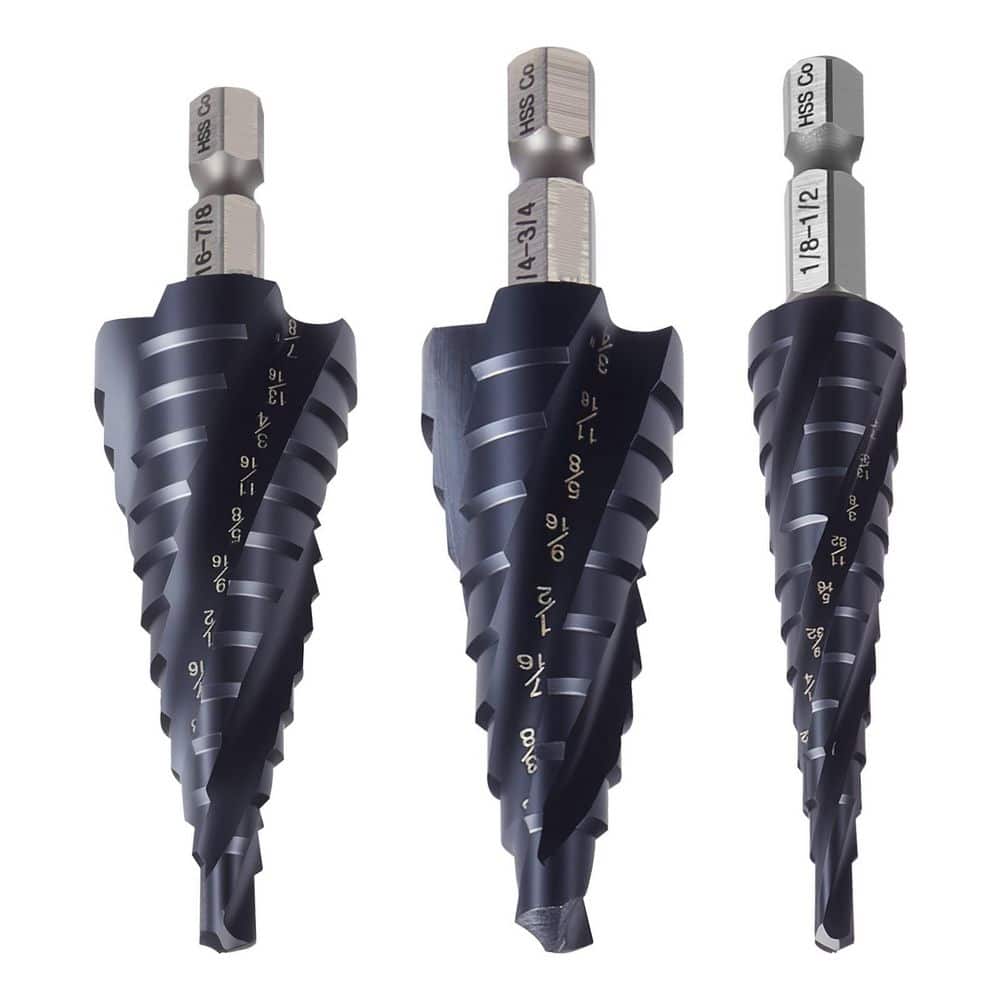 Foret Étagé HSS Cobalt Revêtement TiAlN – 4 Flûtes Spirales – Perçage Métal Inox & Aluminium