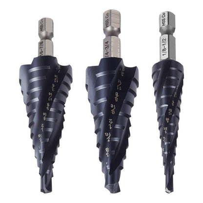 Foret Étagé HSS Cobalt Revêtement TiAlN – 4 Flûtes Spirales – Perçage Métal Inox & Aluminium
