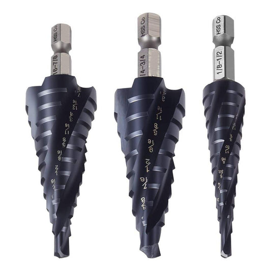 Foret Étagé HSS Cobalt Revêtement TiAlN – 4 Flûtes Spirales – Perçage Métal Inox & Aluminium