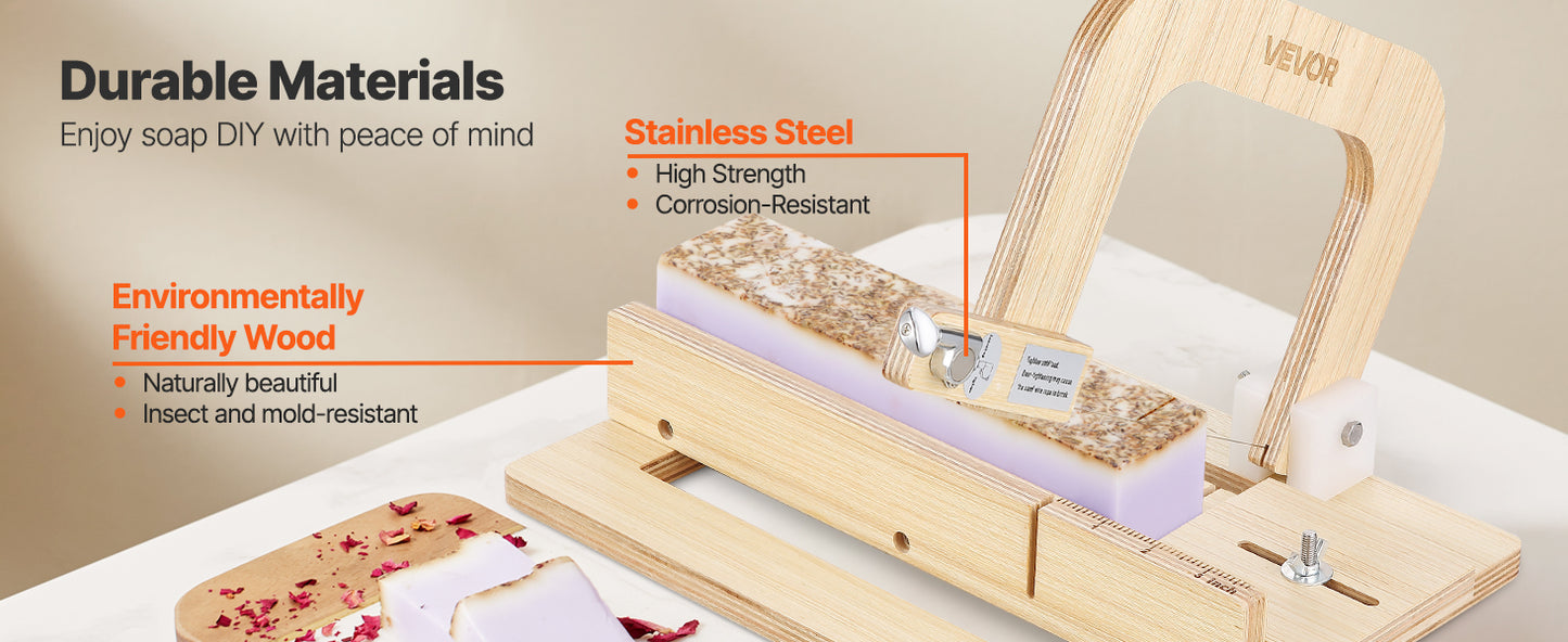 Coupe-Savon Réglable 0-2 Pouces – Trancheuse à Savon en Bois – Fil Inox Réglable avec Fils Supplémentaires