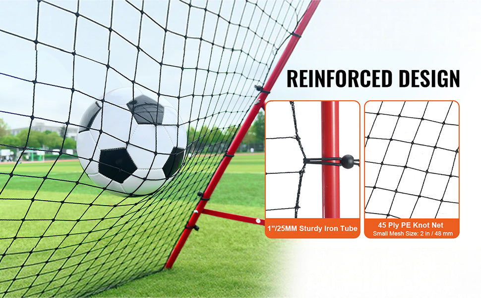 Filet de Rebond Football 1x1 m – Rebondisseur d’Entraînement Angle Réglable – Structure Tube Fer Portable