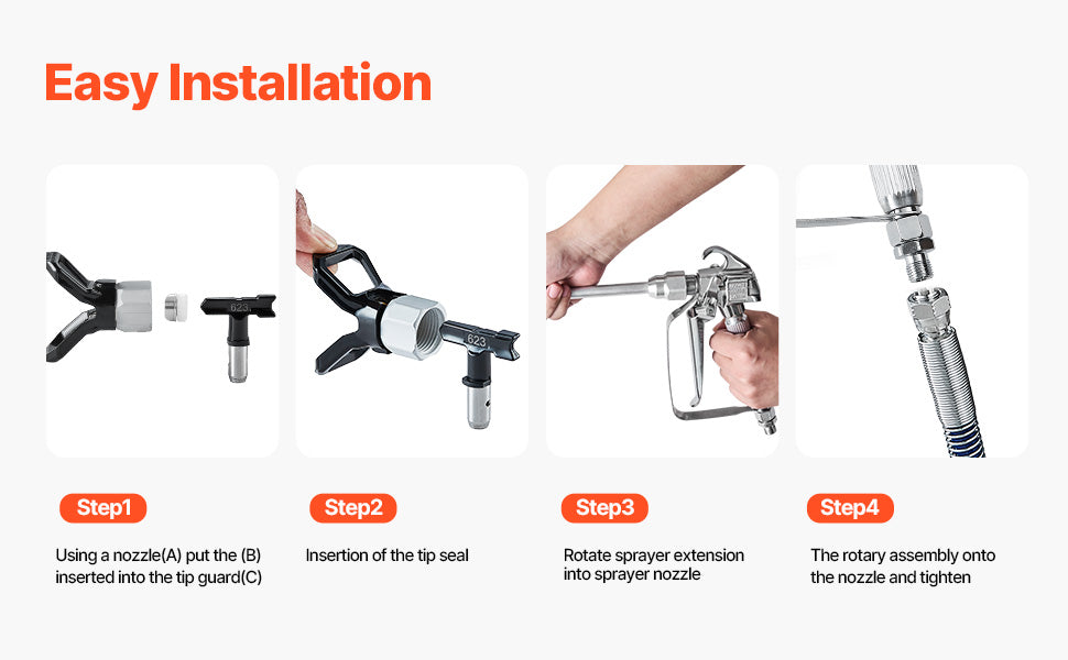 Kit Pistolet de Pulvérisation Sans Air 3600 PSI – Tuyau Haute Pression avec Joint Pivotant – Peinture Airless