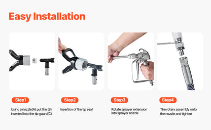 Kit Pistolet de Pulvérisation Sans Air 3600 PSI – Tuyau Haute Pression avec Joint Pivotant – Peinture Airless