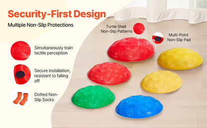 Lot de 6 Pas d'Équilibre Tortue Enfant – Jeu de Coordination & Parcours Motricité – Jouet Extérieur & Intérieur