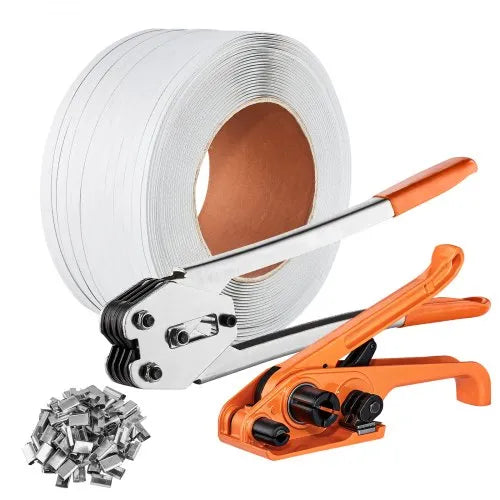 Kit de Cerclage Palette – Tendeur + Scelleuse – Bande PP 328 Pieds avec 100 Joints Métalliques – Outil d’Emballage