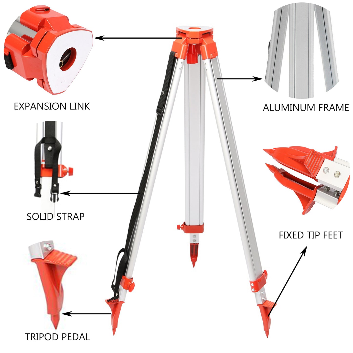 Trépied Laser Professionnel 1,65 m – Support Niveau Laser Réglable en Aluminium avec Mire 5 m, Pied Stable pour Outils de Mesure