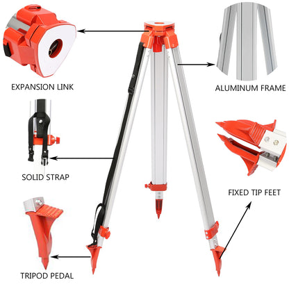 Trépied Laser Professionnel 1,65 m – Support Niveau Laser Réglable en Aluminium avec Mire 5 m, Pied Stable pour Outils de Mesure