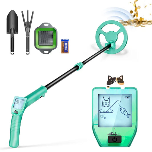Détecteur de Métaux Enfant avec Écran LCD – Jeu d’Exploration Extérieur Léger et Réglable avec Accessoires pour Chasse au Trésor
