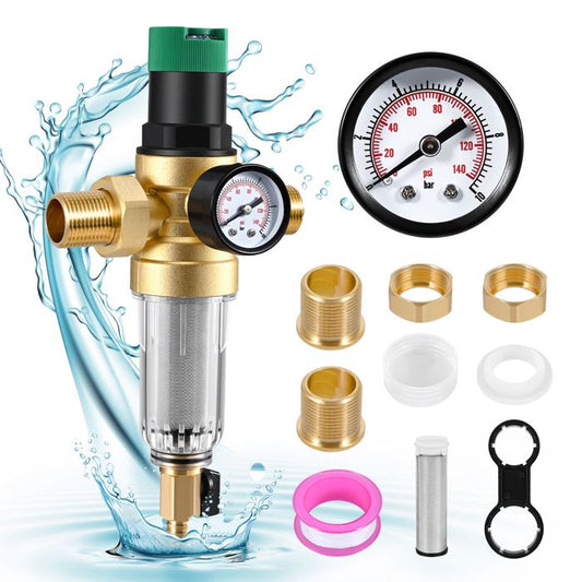 Régulateur de Pression d’Eau 3/4 Pouce en Laiton – Réducteur avec Manomètre – Contrôle Hydraulique