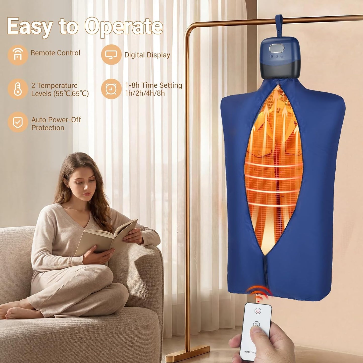 Sèche-Linge Électrique Portable 600W Pliable – Mini Sèche-Linge de Voyage avec Minuterie