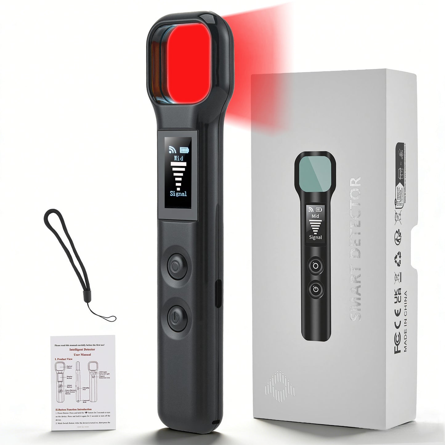 Détecteur Caméra Espion 4-en-1 – Détecteur Infrarouge + Signaux + GPS – Anti Espionnage Portable