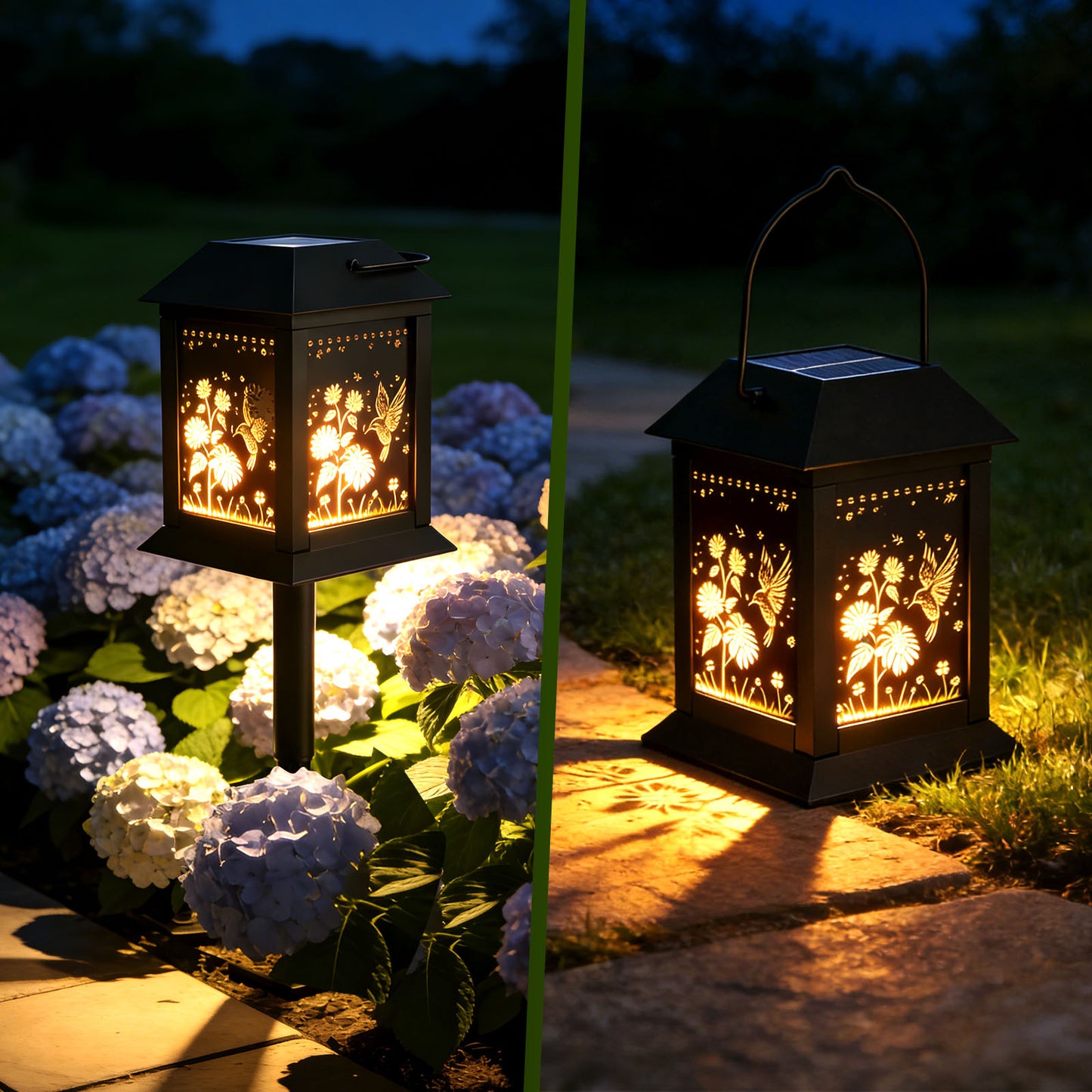 Lot 2 Lanternes Solaires Extérieur – Lumière LED Bougie Vacillante Étanche Jardin – Décoration Suspendue