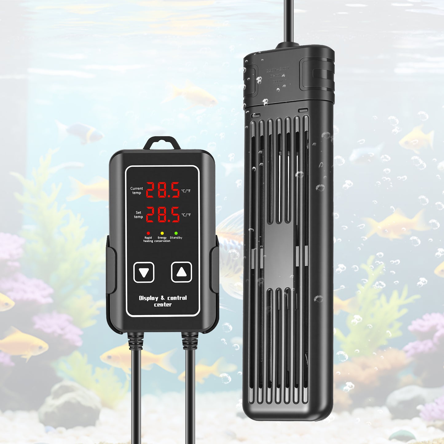 Chauffage Aquarium 300W/600W – Barre Chauffante Submersible LCD Température Réglable – Poissons Tortues