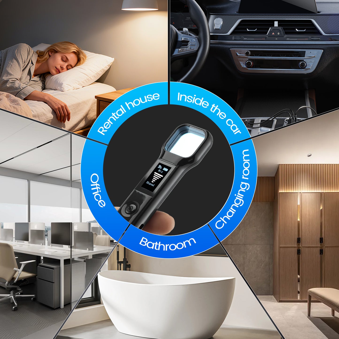 Détecteur Caméra Espion 4-en-1 – Détecteur Infrarouge + Signaux + GPS – Anti Espionnage Portable
