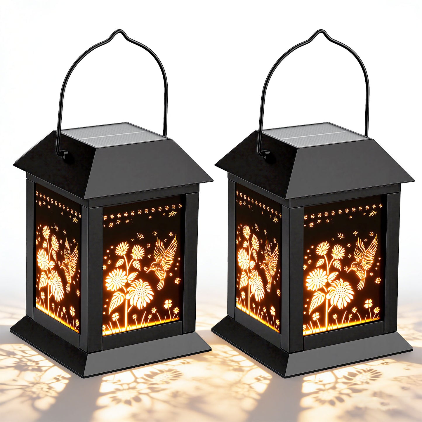 Lot 2 Lanternes Solaires Extérieur – Lumière LED Bougie Vacillante Étanche Jardin – Décoration Suspendue
