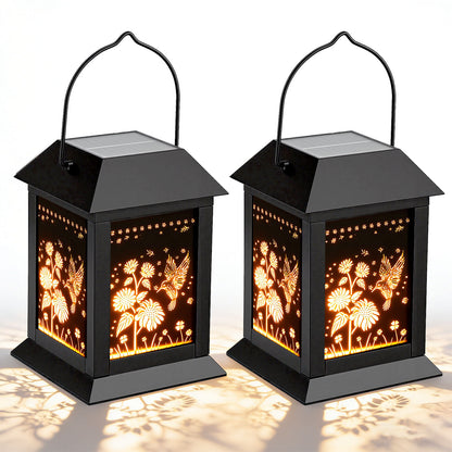 Lot de 2 Lanternes Solaires Extérieur – LED Bougie Vacillante Étanche – Décoration Jardin Terrasse Suspendue